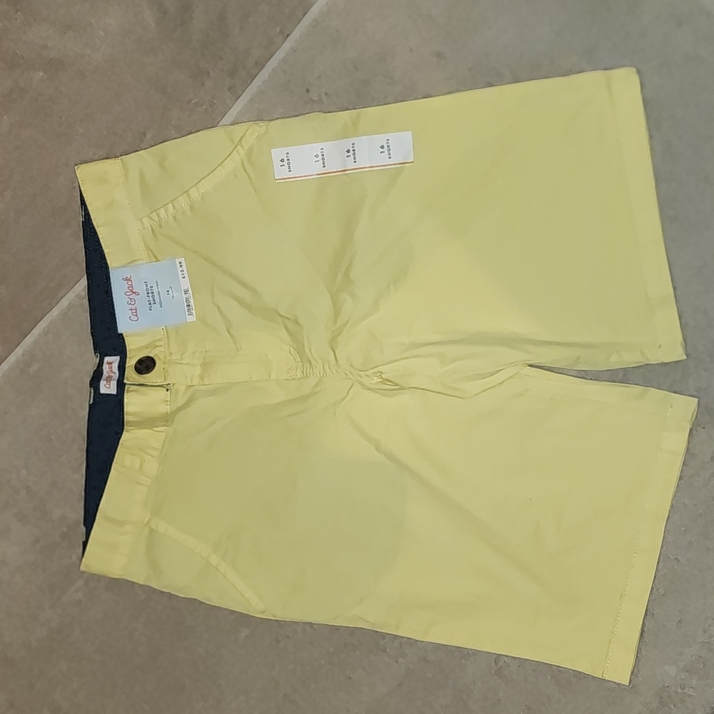 Cat & Jack Boys Flat Front Shorts Yellow Size 16